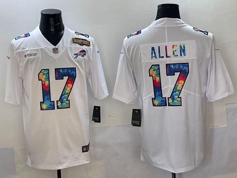 Men 2025 Buffalo Bills #17 Allen White Rainbow Nike Limited NFL Jersey style 2
